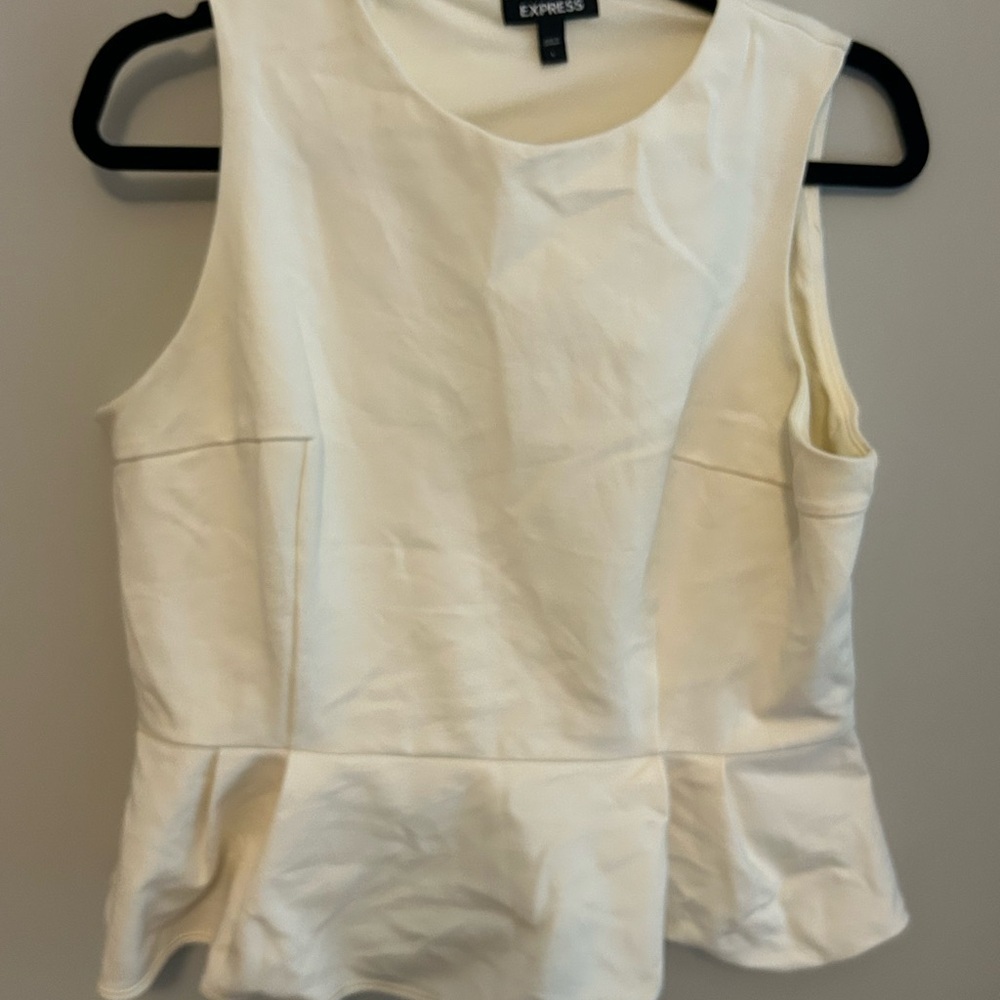 Express Women's Ivory Sleeveless Peplum Blouse